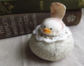 Small Cream Floral Bird on Light Green Pincushion Tuffet
