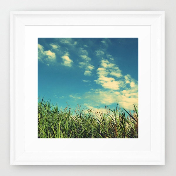 Summer in the City No. 3 . Framed Art Print . 12" x 12" . Summer . Sea . Vacation . Nature . Beach . White . Wooden Frame