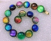 Sale, Dichroic Glass Bracelet in a Cha-Cha Power Colors 7 1/4", 16 links, Summer Sale