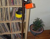 1970s Chrome Floor Three Tier Lamp Orange Yellow Wht Italian