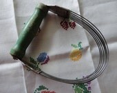 Vintage Green Handle Pastry Blender With Cross Stitch Towel