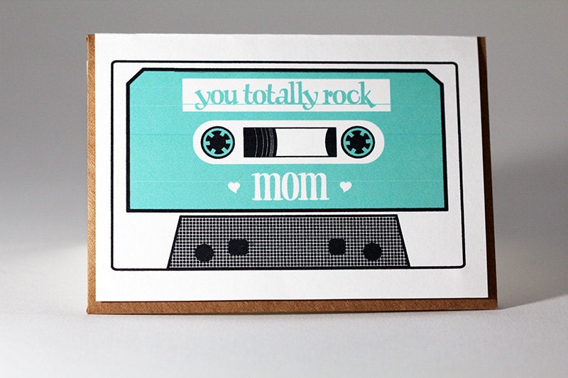 Mom Rock Cassette Tape Letterpress Card