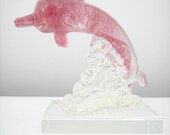 Pink Glass Dolphin. Hand Made. Corporate gift award.