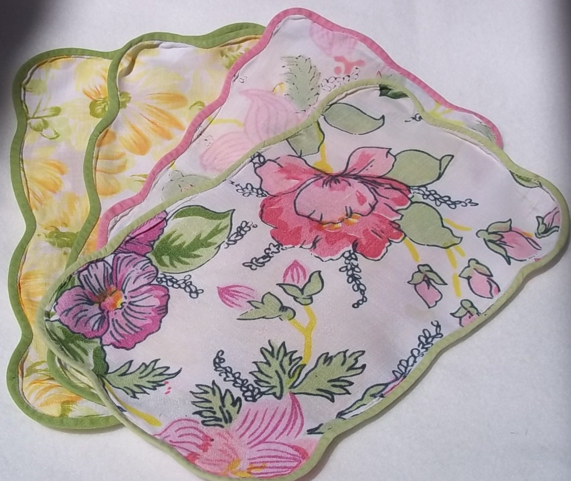 Four (4) D. Porthault Vintage Cocktail Napkins