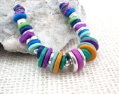 Mykonos Beaded Necklace - Ceramic Jewelry - Ceramic Jeweltone Necklace - Choker Necklace