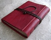 Leather journal, deep red, handmade rustic journal by Dancing Grey Studio on Etsy