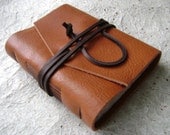 Leather Journal, 3.5"x4.5", rustic orange-brown, handmade journal by Dancing Grey Studio on Etsy