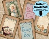 Precious Babies / Old Fashioned / Baby Boy / Baby Girl - ATC, ACEO, Hang Tags, Instant Download and Print Digital Sheet