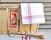 vintage french linen tea towel with monogram (letter P)
