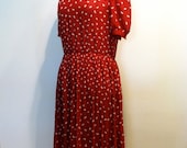 ON SALE Vintage Maroon Floral Crepe Betty Barclay Day Dress