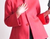 Hot Pink Cashmere Wool Oversized Aline Short Winter Coat Lady