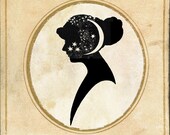 Papercut Art - Elegant Silhouette - Head Full of Stars - Moon and Stars - Constellations Art Print - Elegant Nursury Art Vintage Fairy Tale