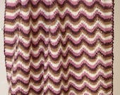 Alpaca Baby Blanket Afghan Throw - Hand Knit and Crochet Wavy Lace Retro Feather Soft (Ready to Ship)