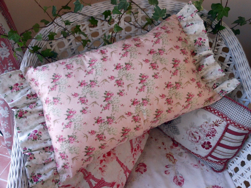 Pillow Peachy Pink,with Roses so Pink and flying Birds