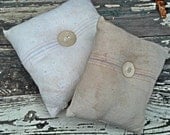 Pair of handmade small Grain Sack / Feed sack accent pillows