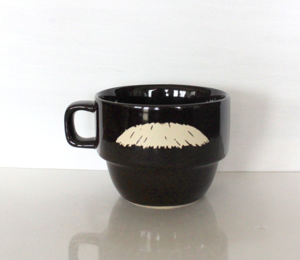 Upcycled Modern Ceramic Mustache Mug in Brown by Uptown Avenue