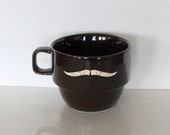 Upcycled Modern Ceramic Mustache Mug in Brown by Uptown Avenue