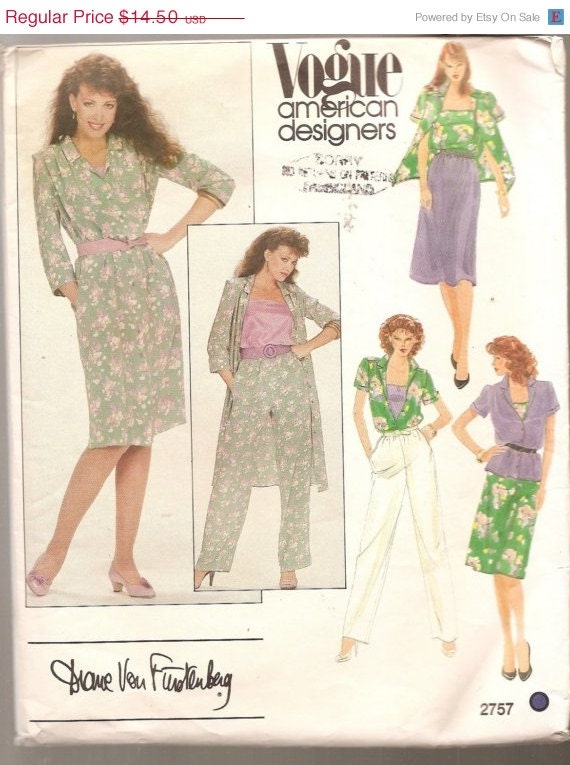 SALE von Furstenberg Designer Cami skirt pants Dress Wardrobe VOGUE sewing pattern 2757 Pattern Diane von Furstenberg misses size 8