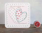 A wedding congratulations card that is blank inside