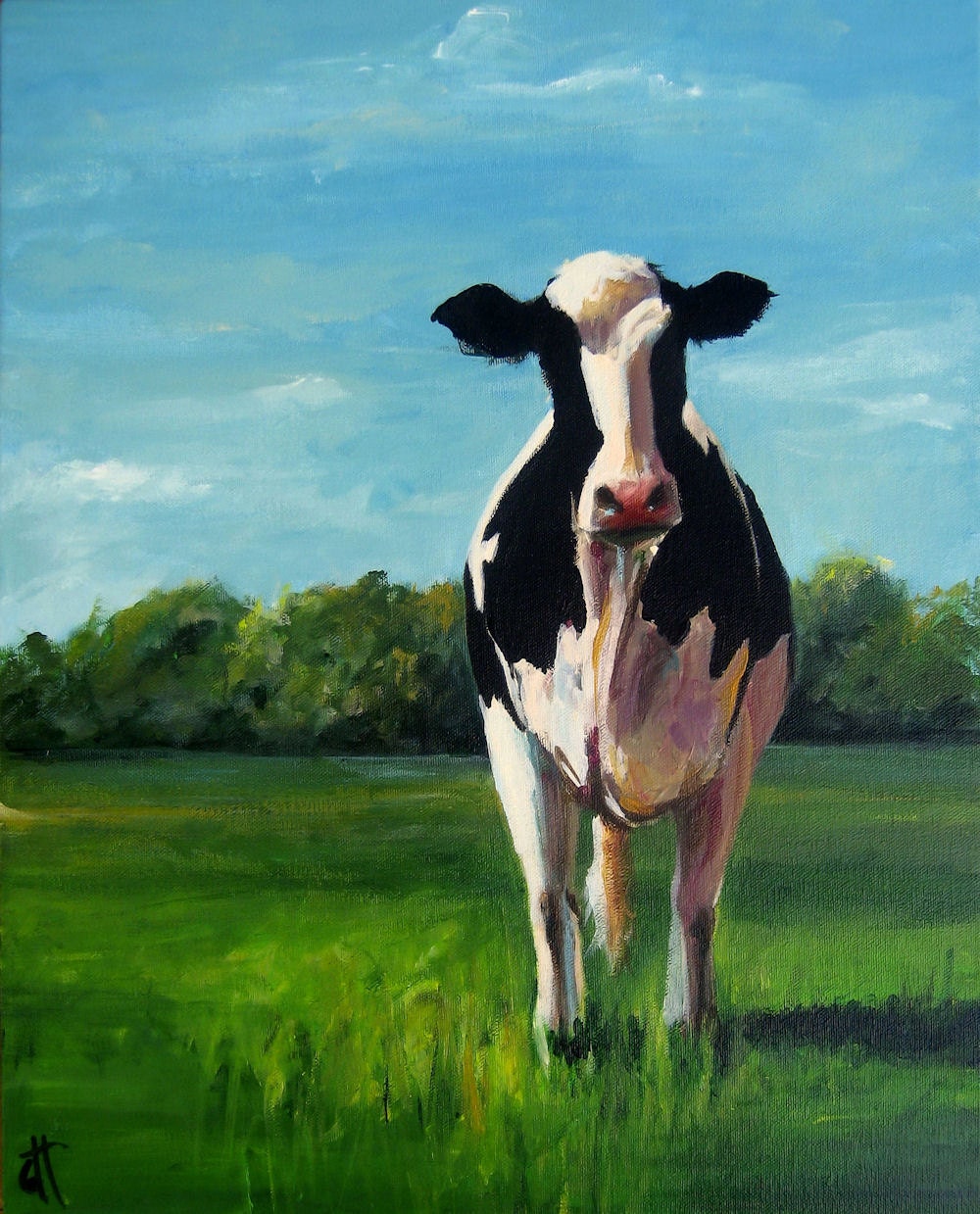 Cow Painting - Sophia - Canvas Print of an original painting 8x10