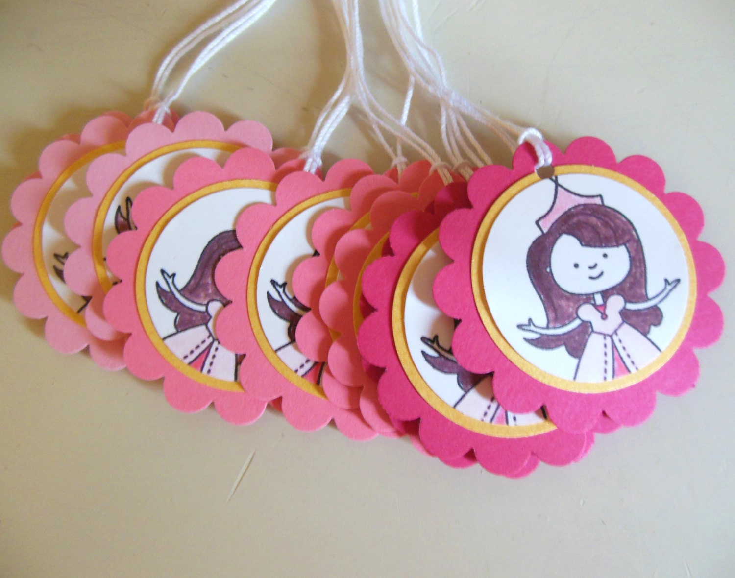 Princess Favor Tags, Princess Gift Labels, Girly Princess Birthday - Set of 10
