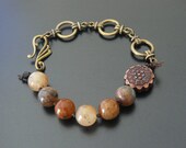 SALE Agate Boho Bracelet Asymmetrical Bohemian Jewellery Tribal Yellow Brown Green Cottage Chic Wrap Wrist Gemstone Beach Summer