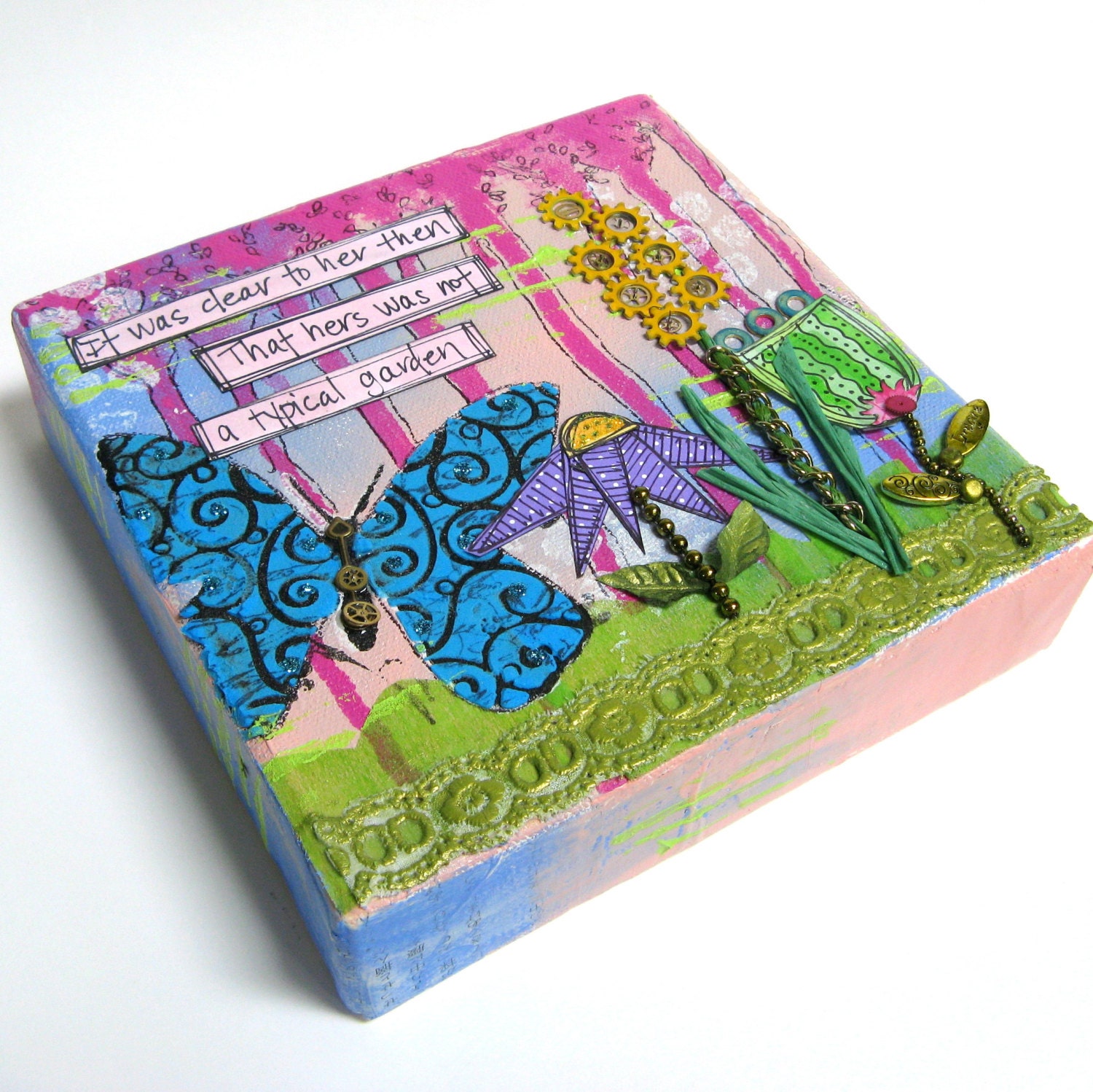 Garden Mixed Media Canvas - Home Decor - Mixed Media Original Art