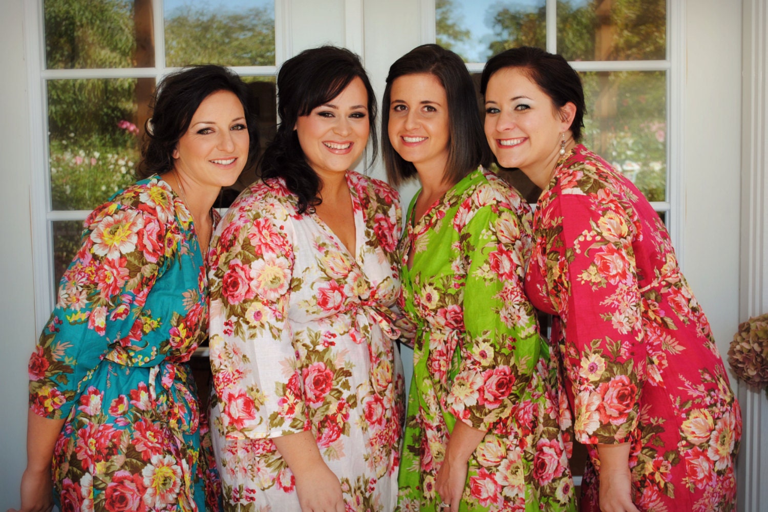 SALE- Set of 4 Bridesmaids robes Kimono Crossover Spa Wrap Perfect bridesmaids gift, getting ready robes Bridal shower party wedding favors
