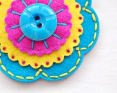 Embroidered Wool Hair Clip