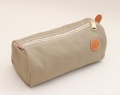 Dopp Kit in 18oz  canvas (with monogram option) - Toiletry/Shaving bag in Tan / Khaki