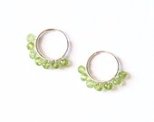 Lemon lime sherbet peridot and sterling silver endless hoop earrings- green gemstone small hoop earrings- August birthstone- summer