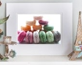 SALE - Paris Photography, Colorful Macarons, Travel Photography, 5 x 7 Fine Art Photograph in 8 x 10 Double Mat