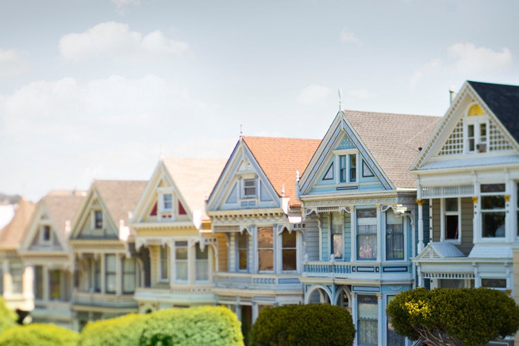 San Francisco Photography -  The Painted Ladies, Victorian Houses, Vintage Architecture, Urban Wall Decor