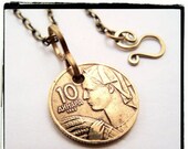 ON SALE 029 Foreign Vintage Coin Pendant 1963 Vintage 10 Dinara Yugoslavia no Chain