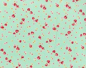 Japanese, YUWA, 30's Collection, Sweet Strawberries in Aqua, 1/2 Yard