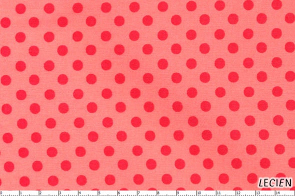 Japanese, Lecien Color Basics, Red Polka Dots on Pink, 4506-CPP, 1/2 yard