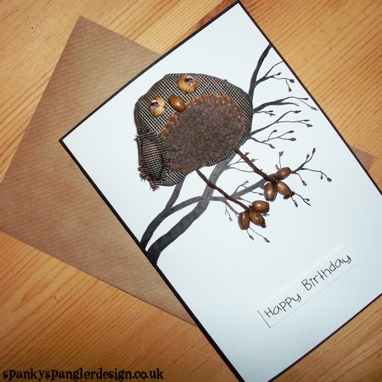 Handmade Quirky Bird Brooch Birthday Card - A gift and card in one