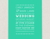 Darted - modern wedding invitation with typographic arrow design