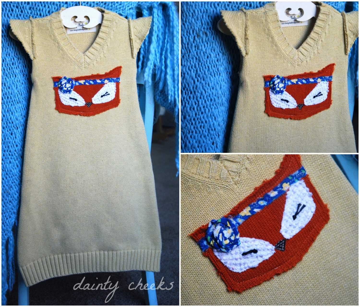 yellow fox upcycled sweater dress