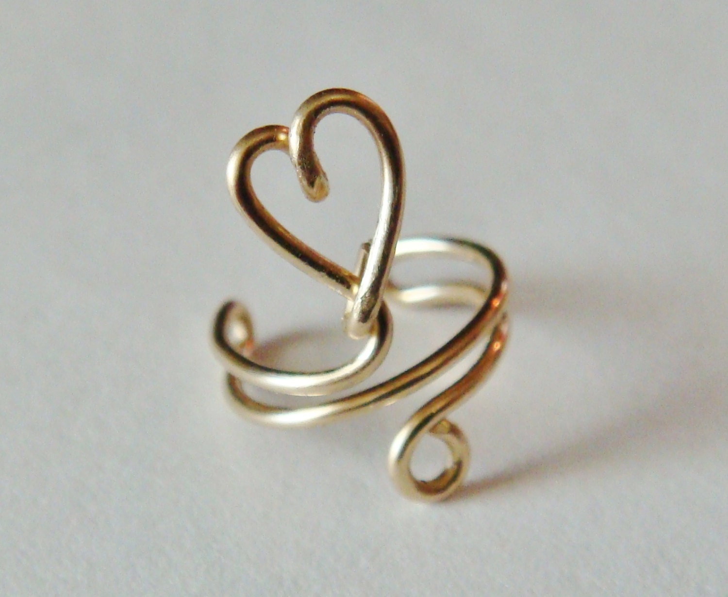 Gold Heart Ear Cuff   14K Gold Filled Ear Cuff   Heart Ear Cuff   Heart Jewelry   Ear Wrap