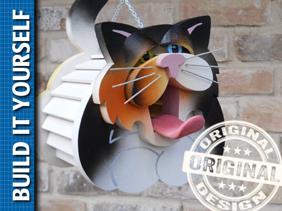 Cat Birdhouse 3-Page Plan with Templates