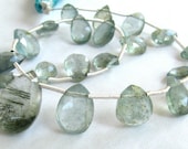 Moss Aquamarine Faceted Pear Briolette Beads Full Strand (4w61b)