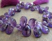 Purple Amethyst Briolettes - Amethyst Faceted Pear Beads - Full Strand (4w58)