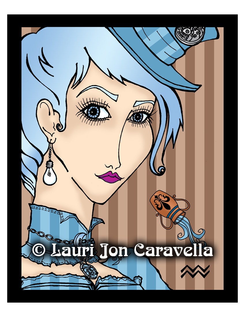 Aquarius Steampunk Gal (Zodiac) Jem Stardust (TM) by Lauri Jon Stardust Steampunk (TM) 8x10 Print
