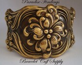 Victorian Floral Bracelet Cuff Jewelry Supply, Rings Added To Each Side For a Professional Jewelry Supply, Just Add a Chain, USA Brass Ox