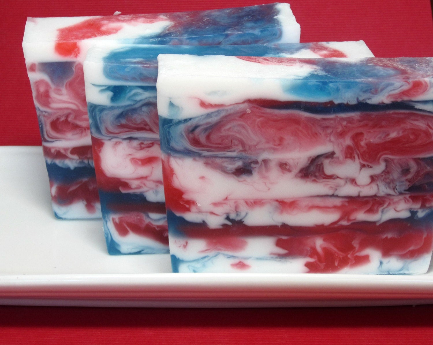 Blueberry, Raspberry Soap, Glycerin Soap, 4th of July, Red White and Blue soap