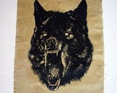 Wolf Back-Patch, on Tan Ochre 100% Cotton BEESWAX Breathable waterproofing