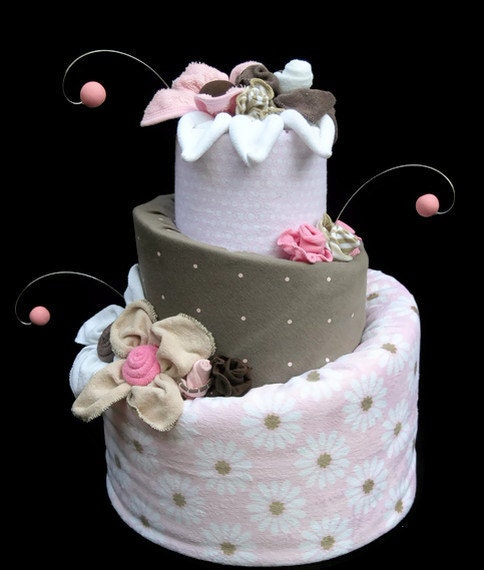 Diaper Cake for a Baby Girl: Made to Order Baby Shower Centerpiece