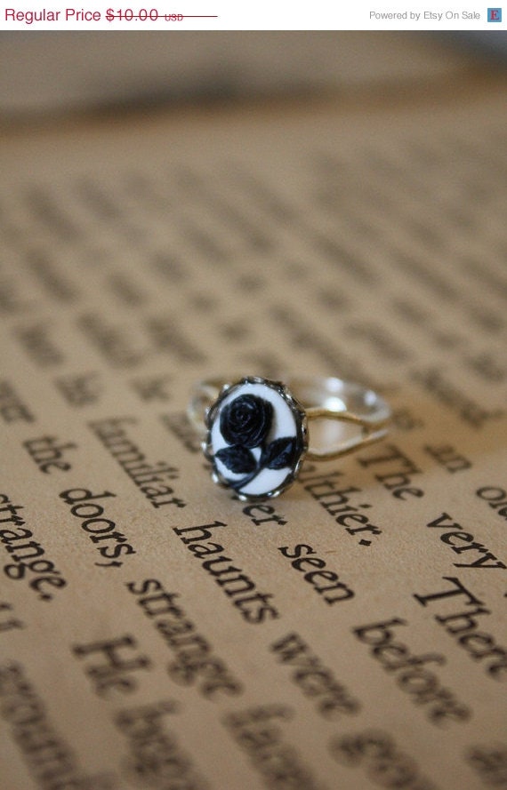 ON SALE Black Rose Ring