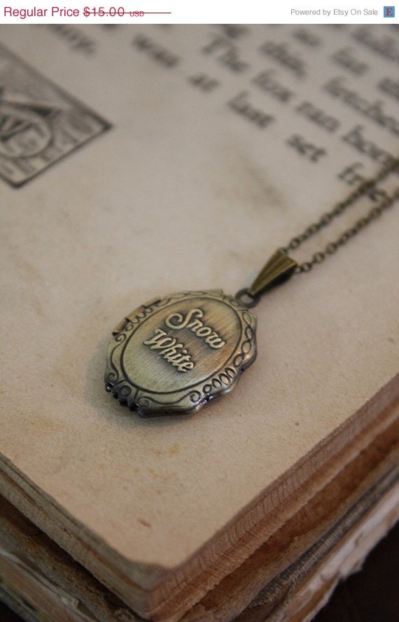 ON SALE Snow White Locket Necklace